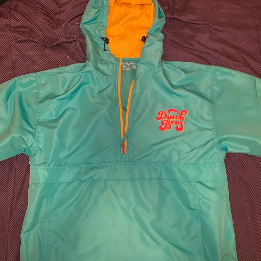 Dutch Bros Teal/Yellow Windbreaker